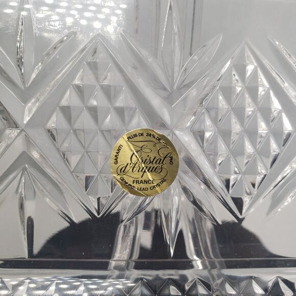 Cristal D'Arques France 24% Lead Crystal Glass Diamond Point Cut Dish Rectangle - Picture 3 of 10